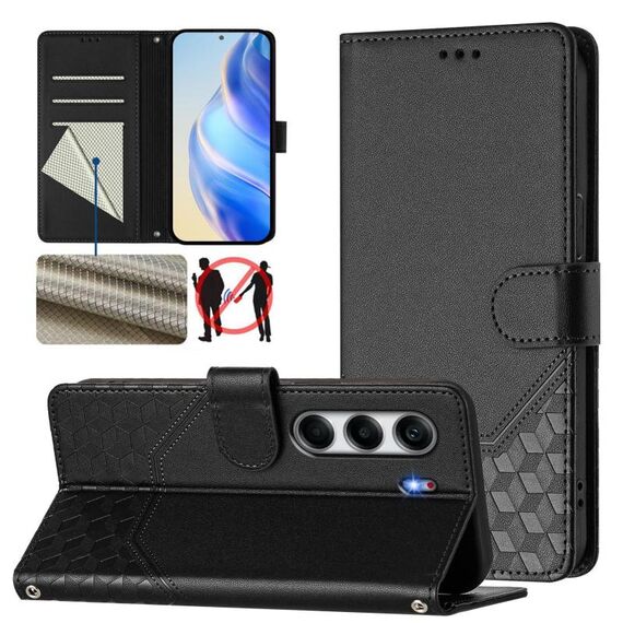 Per Tecno Camon 40 4G Custodia in pelle con stampa a nido d'ape RFID (nero)