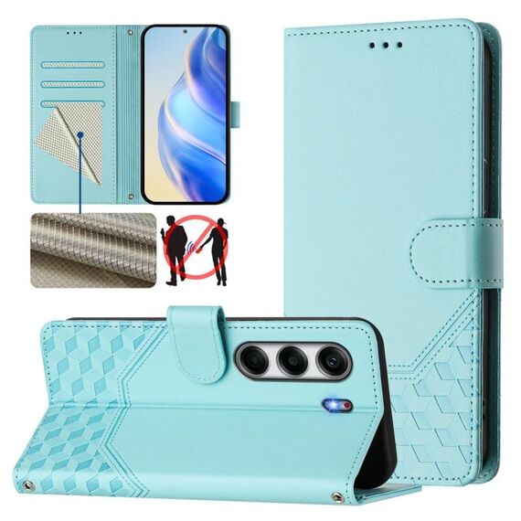 Per Tecno Camon 40 Pro 4G Custodia in pelle con stampa a nido d'ape RFID (verde menta)
