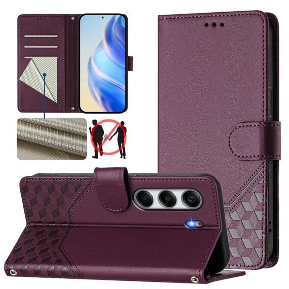 Per Tecno Camon 40 Pro 4G Custodia in pelle con stampa a nido d'ape RFID (viola)