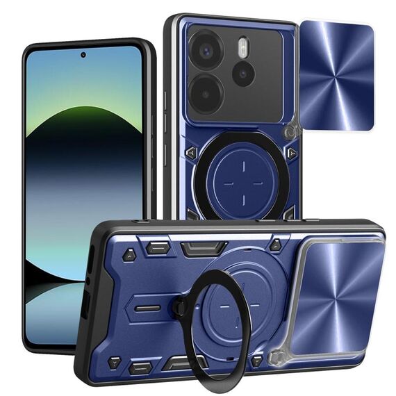 Custodia per telefono con supporto magnetico scorrevole Camshield per Redmi Note 14 4G 164,48 mm CD Texture (blu)