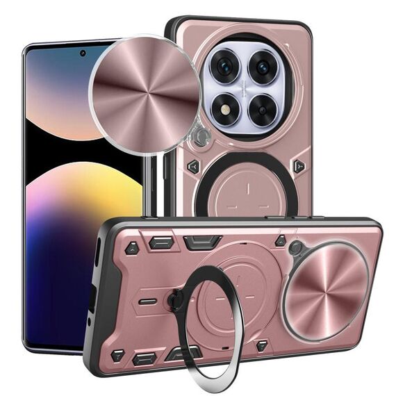 Custodia per telefono con supporto magnetico scorrevole Camshield per Redmi Note 14 Pro 4G CD Texture (oro rosa)