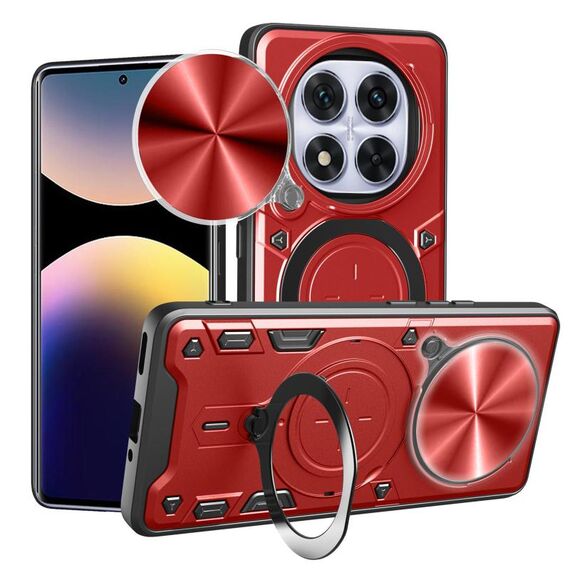 Custodia per telefono con supporto magnetico scorrevole Camshield per Redmi Note 14 Pro 4G CD Texture (rosso)