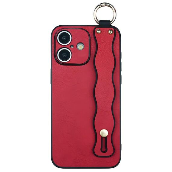 Per iPhone 16 Plus Custodia per telefono in TPU con supporto per cinturino ondulato (rosso)