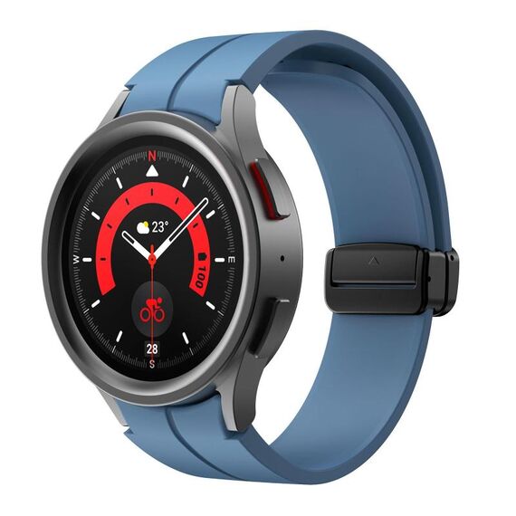 Per Samsung Galaxy Watch7 / 6 / 5 Kalebol Concave Folding Magnetic Buckle Silicone Strap (Blu)