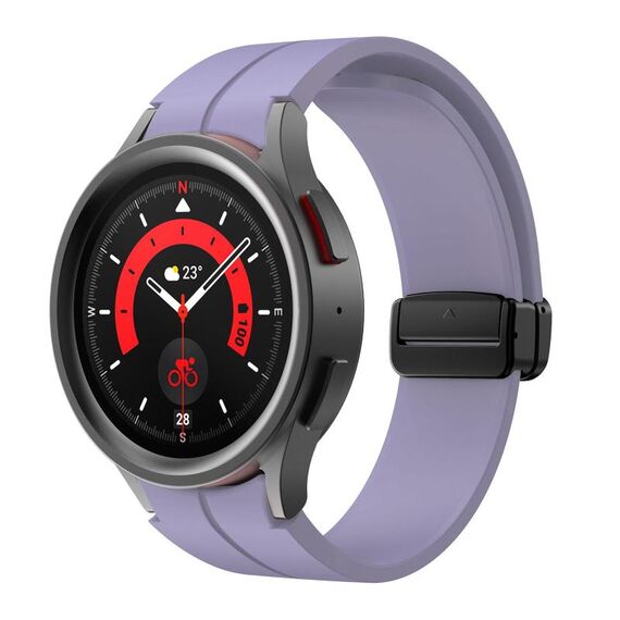 Per Samsung Galaxy Watch7 / 6 / 5 Kalebol Concave Folding Magnetic Buckle Silicone Strap (Viola)