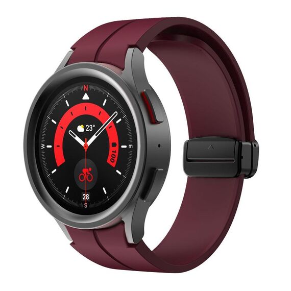 Per Samsung Galaxy Watch7 / 6 / 5 Kalebol Concave Folding Magnetic Buckle Silicone Strap (Rosso Vino)