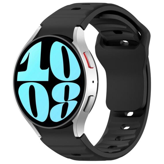 Per Samsung Galaxy Watch7 / 6 / 5 Kalebol Reverse Buckle Wave Pattern Silicone Strap (Nero)