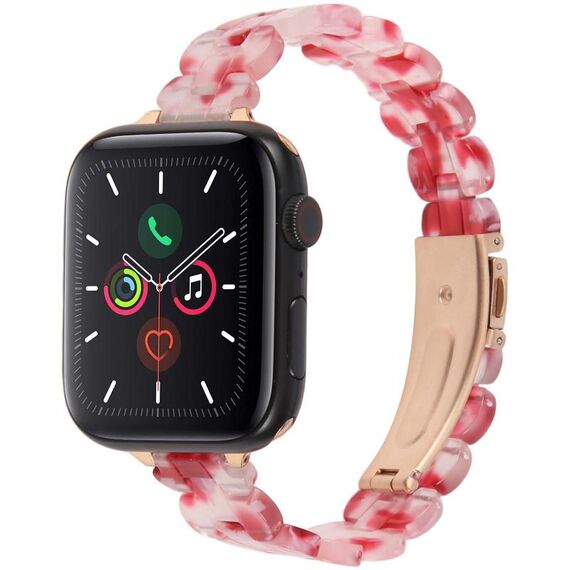 Per Apple Watch 42mm / 41mm / 40mm / 38mm Cinturino ovale in resina (rosso floreale)