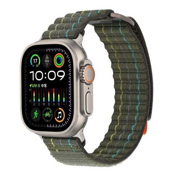 Per Apple Watch 46mm / 49mm / 45mm / 44mm Kalebol Cinturino sportivo in nylon a doppia sezione (verde)