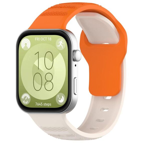 Per Huawei Watch Fit 3 Kalevol Cinturino in silicone con motivo a pois (corto arancione + lungo Starlight)