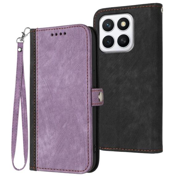 Per Honor X8c 4G Custodia in pelle con cinturino a doppia piega e fibbia laterale (viola)