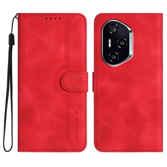 Custodia in pelle con motivo a cuore per Honor 400 (rosso)