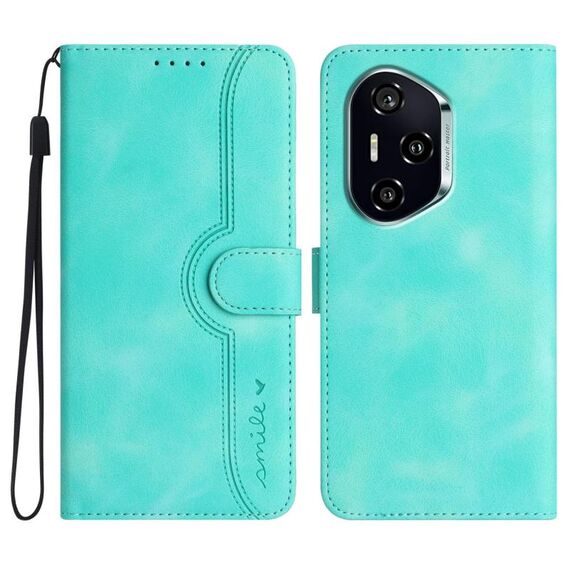 Custodia in pelle con motivo a cuore per Honor 400 (azzurro chiaro)