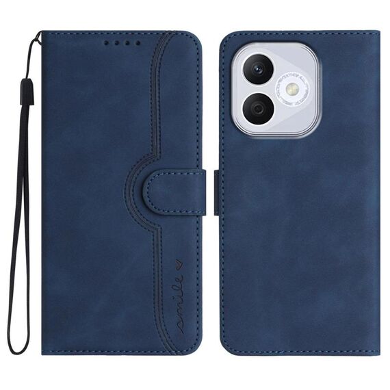 Custodia in pelle con motivo a cuore per Honor 400 Lite (blu reale)