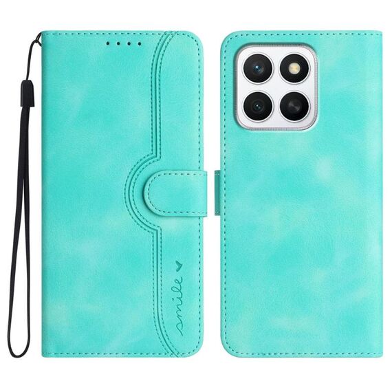 Custodia in pelle con motivo a cuore per Honor X8c 4G (azzurro chiaro)