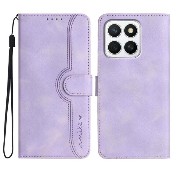 Per Honor X8c 4G Custodia in pelle con motivo a cuore (viola)