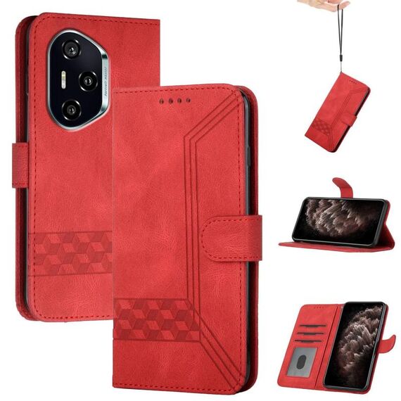 Custodia in pelle Flip Cubic Skin Feel per Honor 400 (rosso)