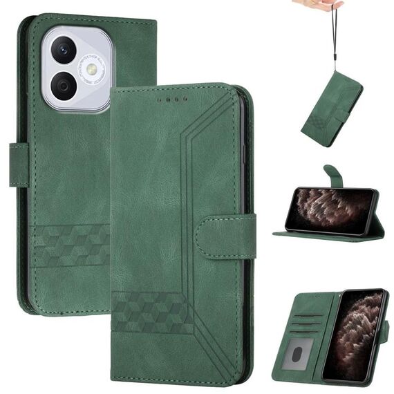 Custodia in pelle Flip Cubic Skin Feel per Honor 400 Lite (verde)