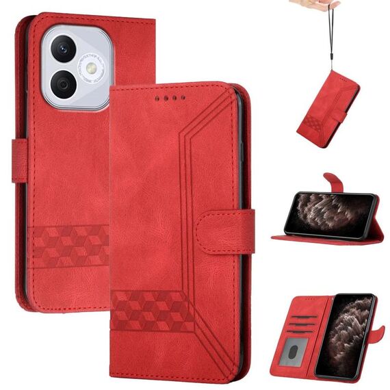 Custodia in pelle Flip Cubic Skin Feel per Honor 400 Lite (rosso)