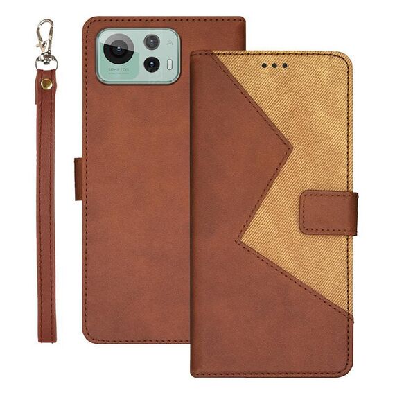 Per Asus Zenfone 12 Ultra idewei Custodia per telefono in pelle bicolore con cuciture (marrone)