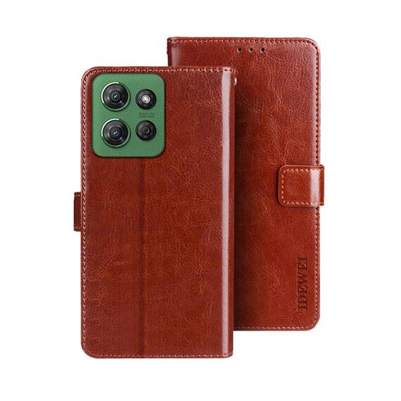 Per Motorola Moto G Power 2025 idewei Crazy Horse Texture Custodia in pelle per telefono (marrone)