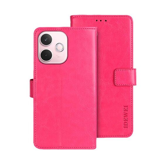 Per OPPO A5 Pro 5G Global idewei Crazy Horse Texture Custodia in pelle per telefono (rosso rosa)