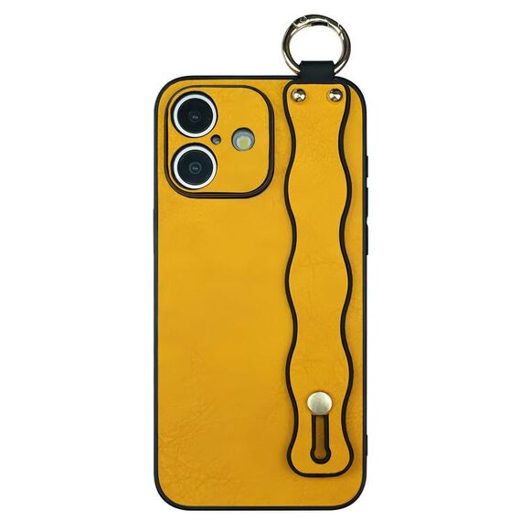 Per iPhone 16 Custodia per telefono TPU con supporto per cinturino ondulato (giallo)