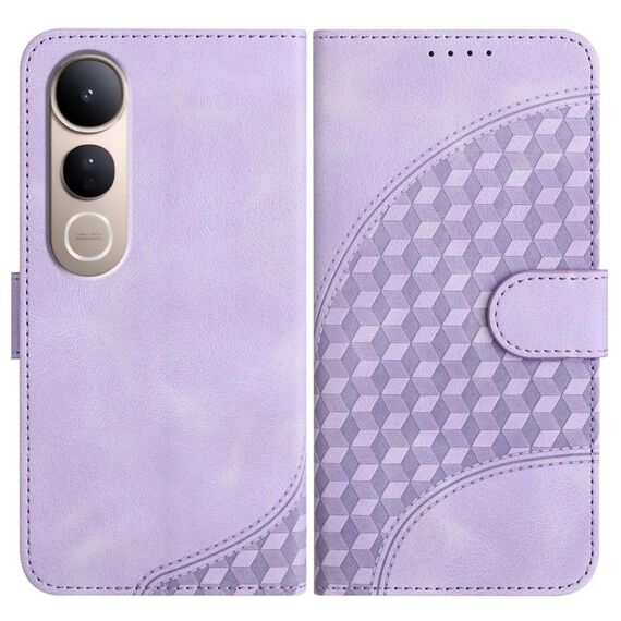 Per vivo V50 Lite 4G / 5G Custodia in pelle con motivo a testa di elefante e cordino (viola chiaro)