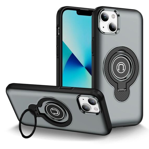 Per iPhone 13 Custodia magnetica con supporto ad anello (grigio)