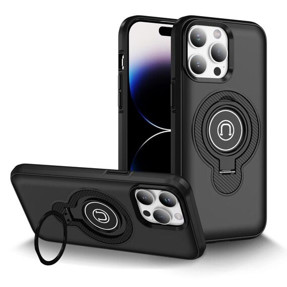 Per iPhone 14 Pro Custodia magnetica per telefono con supporto ad anello (nero)