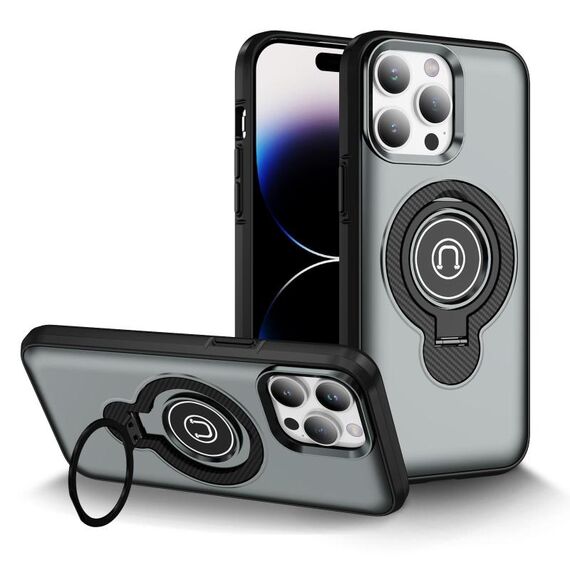 Per iPhone 14 Pro Max Custodia magnetica con supporto ad anello (grigio)