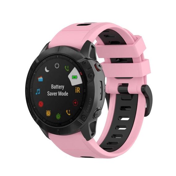 Per Garmin QuickFit 22mm Kalebol Cinturino in silicone bicolore (rosa nero)