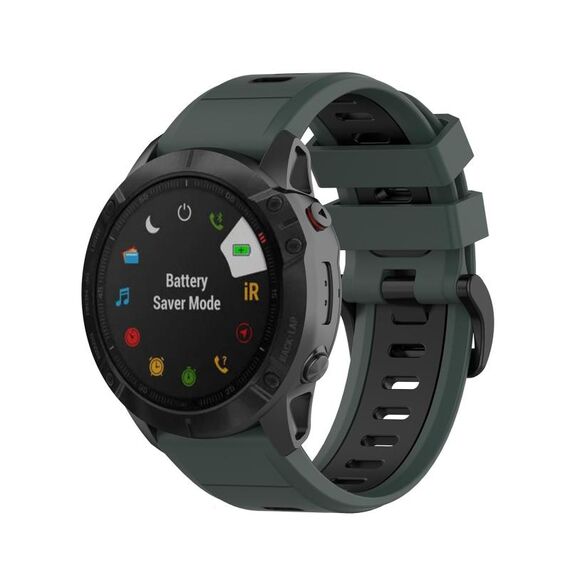 Per Garmin QuickFit 20mm Kalebol Cinturino in silicone bicolore (verde nero)