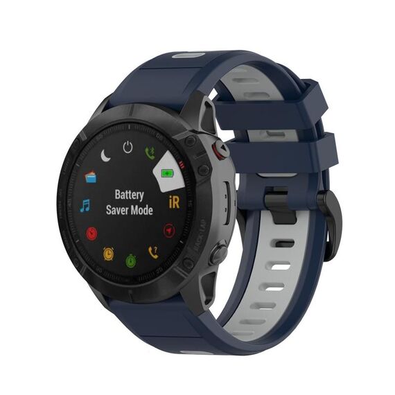 Per Garmin QuickFit 20mm Kalebol Cinturino in silicone bicolore (blu grigio)