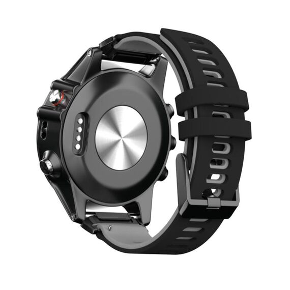 Per Garmin QuickFit 22mm Kalebol Cinturino in silicone a due strati (nero grigio)