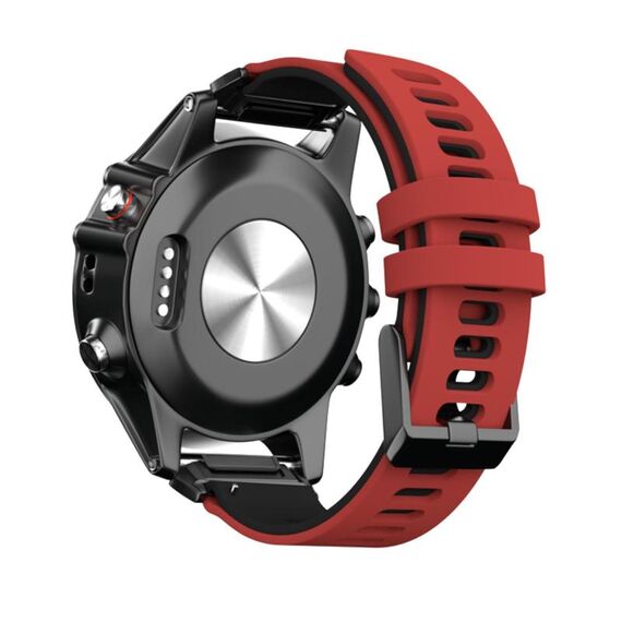 Per Garmin QuickFit 22mm Kalebol Cinturino in silicone a due strati (rosso nero)