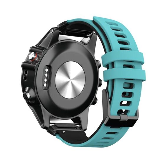 Per Garmin QuickFit 26mm Kalebol Cinturino in silicone a due strati (verde acqua e nero)