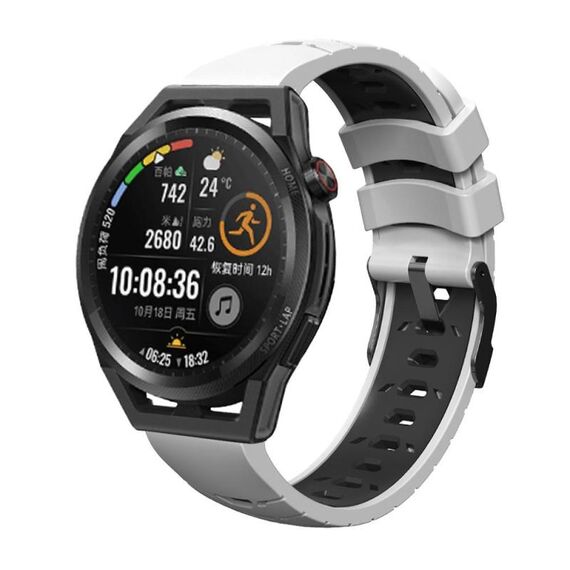 Cinturino per orologio in silicone universale Kalebol da 20 mm con tre file di fori (bianco e nero)