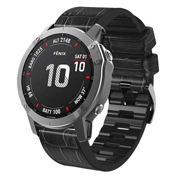 Per Garmin QuickFit 26mm Kalebol Cinturino in silicone con texture coccodrillo in pelle (nero)