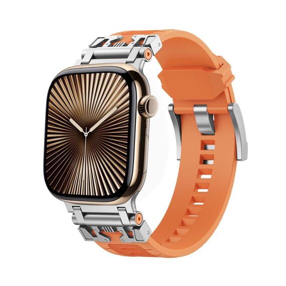 Per Apple Watch 42mm / 41mm / 40mm / 38mm Kalebol Armor TPU Watch Band (Argento Arancione)