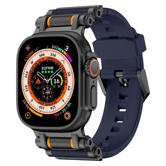 Per Apple Watch 46mm / 49mm / 45mm / 44mm Cinturino in silicone Armor Gear (nero blu)