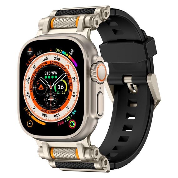 Per Apple Watch 46mm / 49mm / 45mm / 44mm Cinturino in silicone Armor Gear (nero titanio)