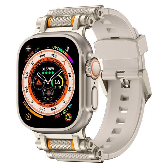 Per Apple Watch 46mm / 49mm / 45mm / 44mm Cinturino in silicone Armor Gear (Titanium Starlight)