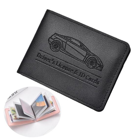 Porta carte di credito multi-card per patente di guida da donna, in pelle, con custodia protettiva, per carte di credito, specifiche: 8 slot per carte (nero)