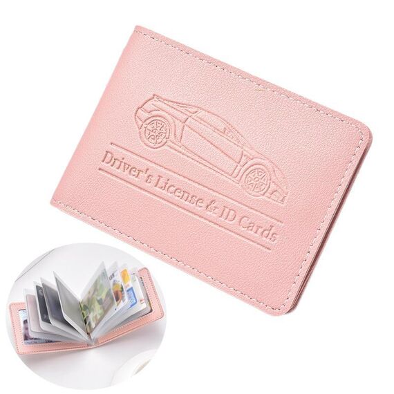 Porta carte di credito con patente di guida multi-card, in pelle, per donne, con custodia protettiva, specifiche: 10 slot per carte (rosa)