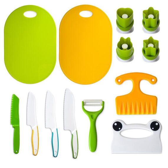 13 in 1 Set di coltelli da cucina in plastica per bambini, utensili da cucina fai da te per bambini