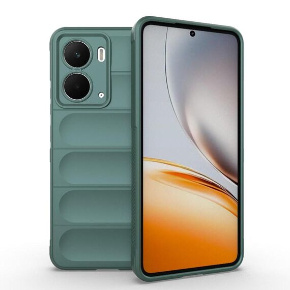 Custodia in TPU + flanella per Realme P3 5G Global Magic Shield (verde scuro)