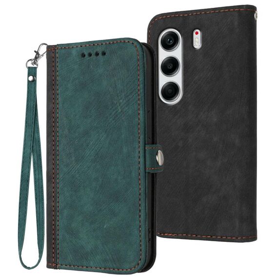 Per Tecno Camon 40 4G Custodia in pelle con cinturino a doppia piega e fibbia laterale (verde scuro)
