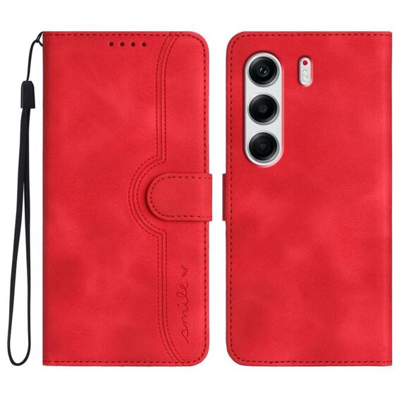 Per Tecno Camon 40 4G Custodia in pelle con motivo a cuore (rosso)