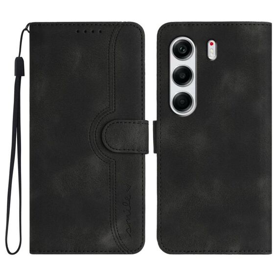 Per Tecno Camon 40 4G Custodia in pelle con motivo a cuore (nero)